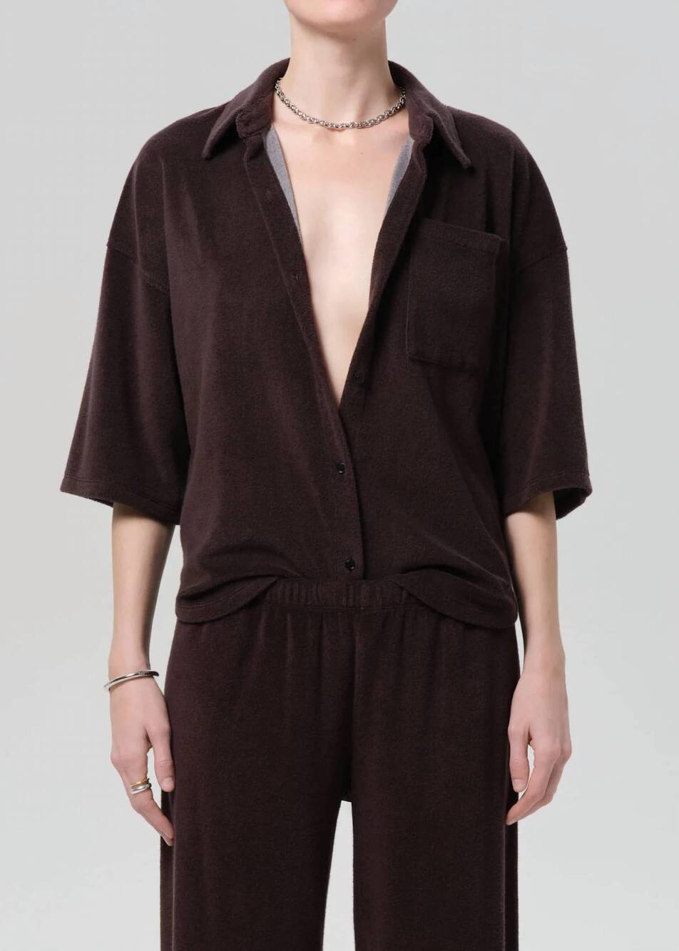 NEW CITIZENS OF HUMANITY francis knit shirt in dark brown